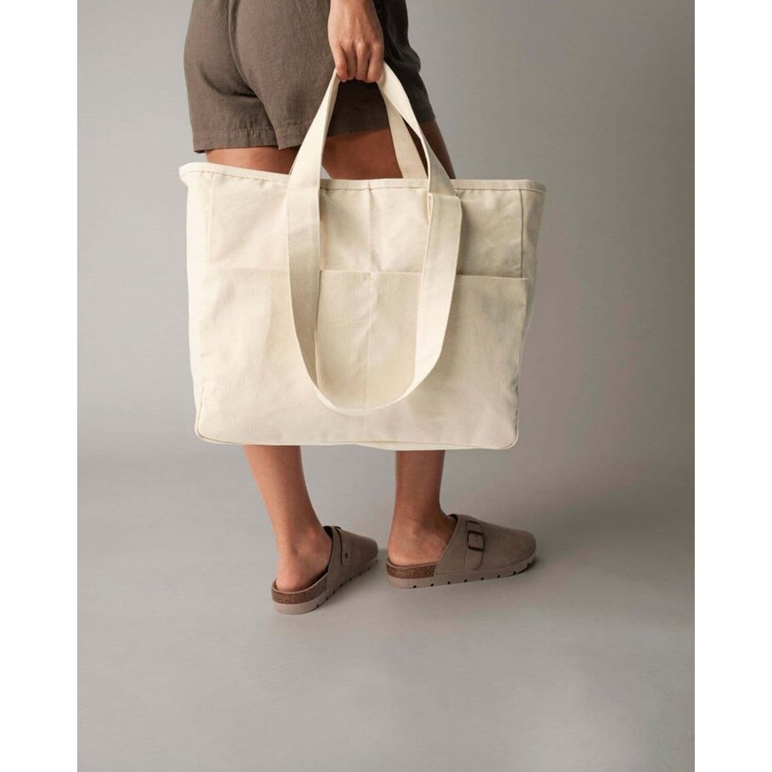 Westford Mill Double Handle Pocket Tote Premium Heavy Weight Fabric 100% Cotton