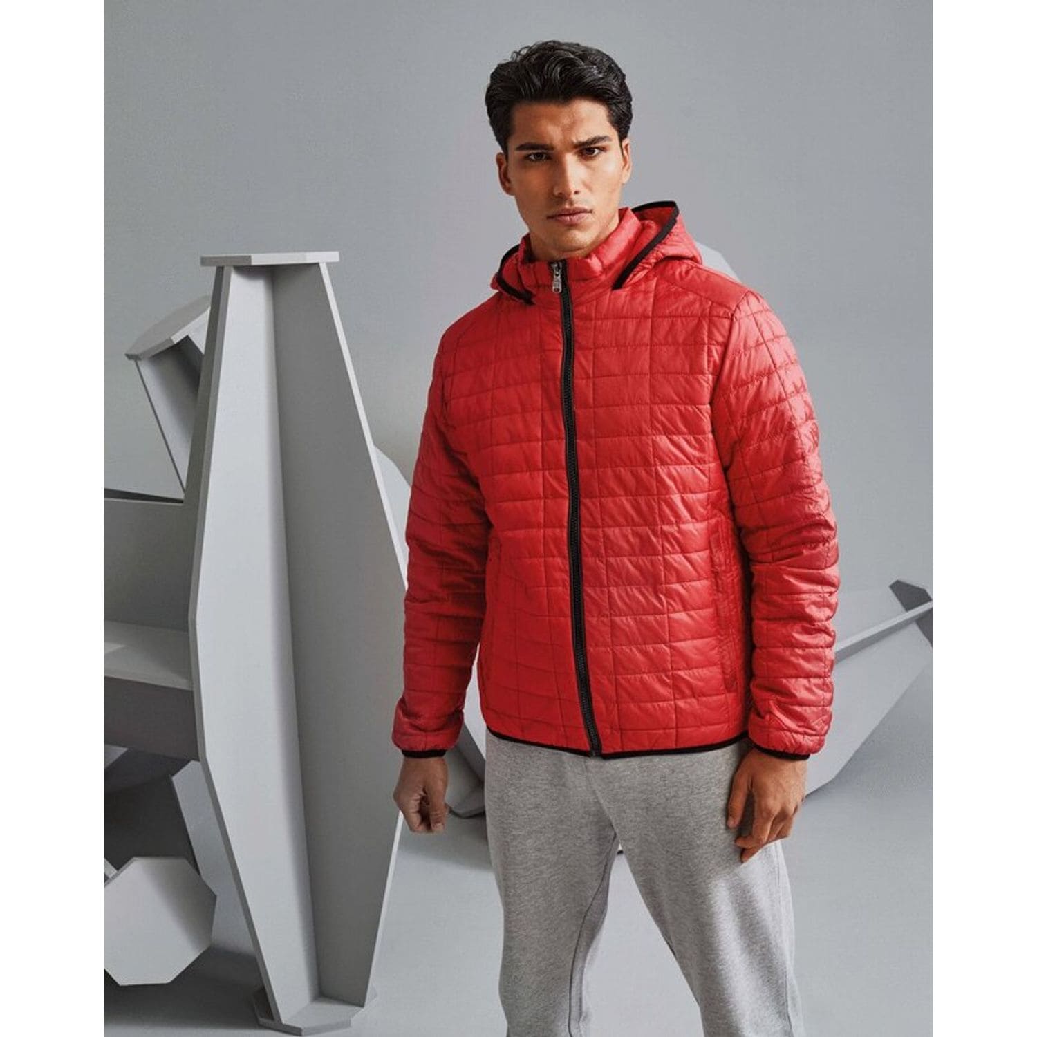 2786 Honeycomb Hooded Jacket Lightweight Fitted Padded Jacket 100% Polyester Out