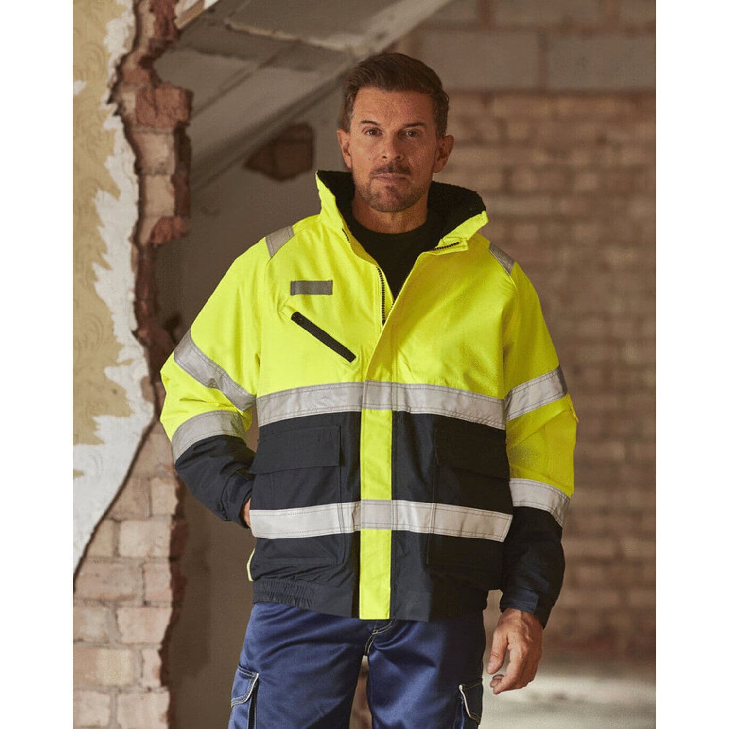 YOKO Hi Vis Fontaine Flight Jacket Waterproof Breathable Fabric Very Fine Check
