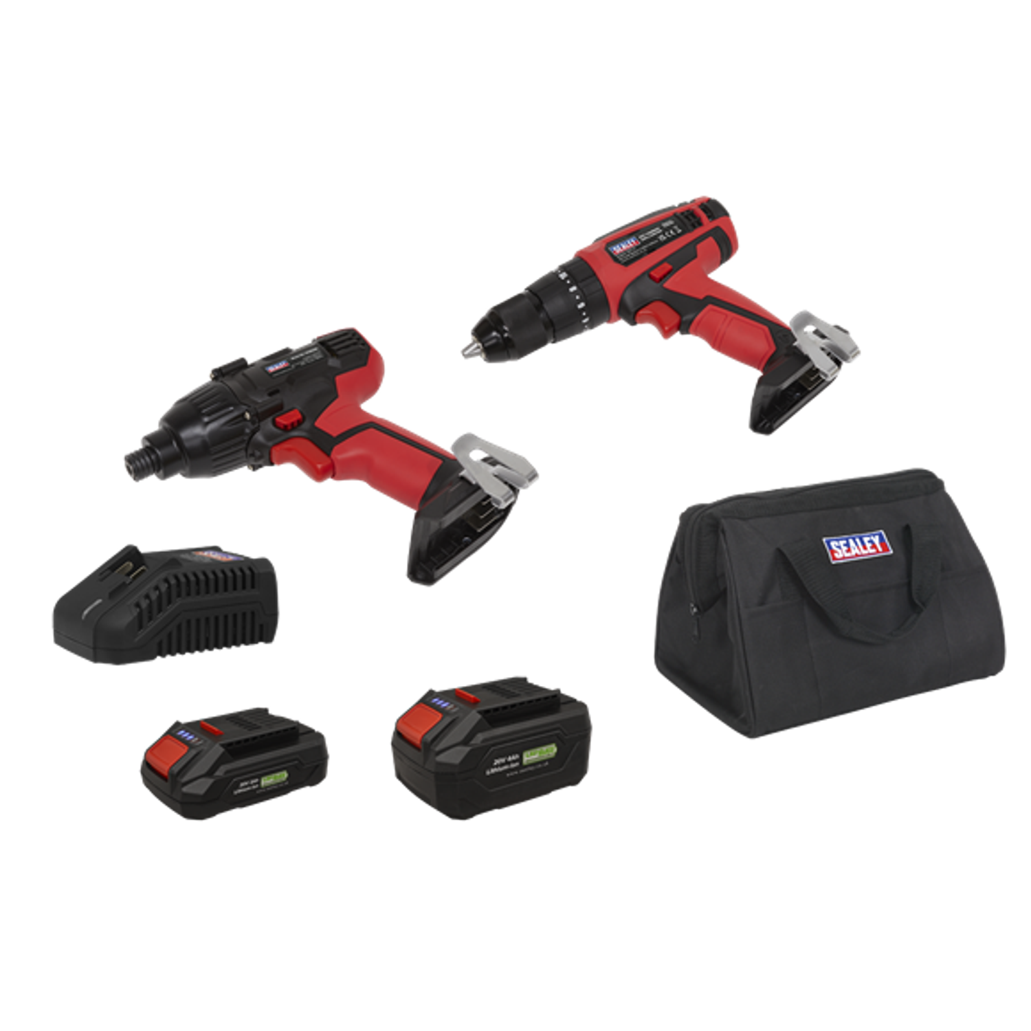 Sealey 2 X SV20 Series Cordless Power EU Tool Kit 20V Euro Plug - 2 Batteries