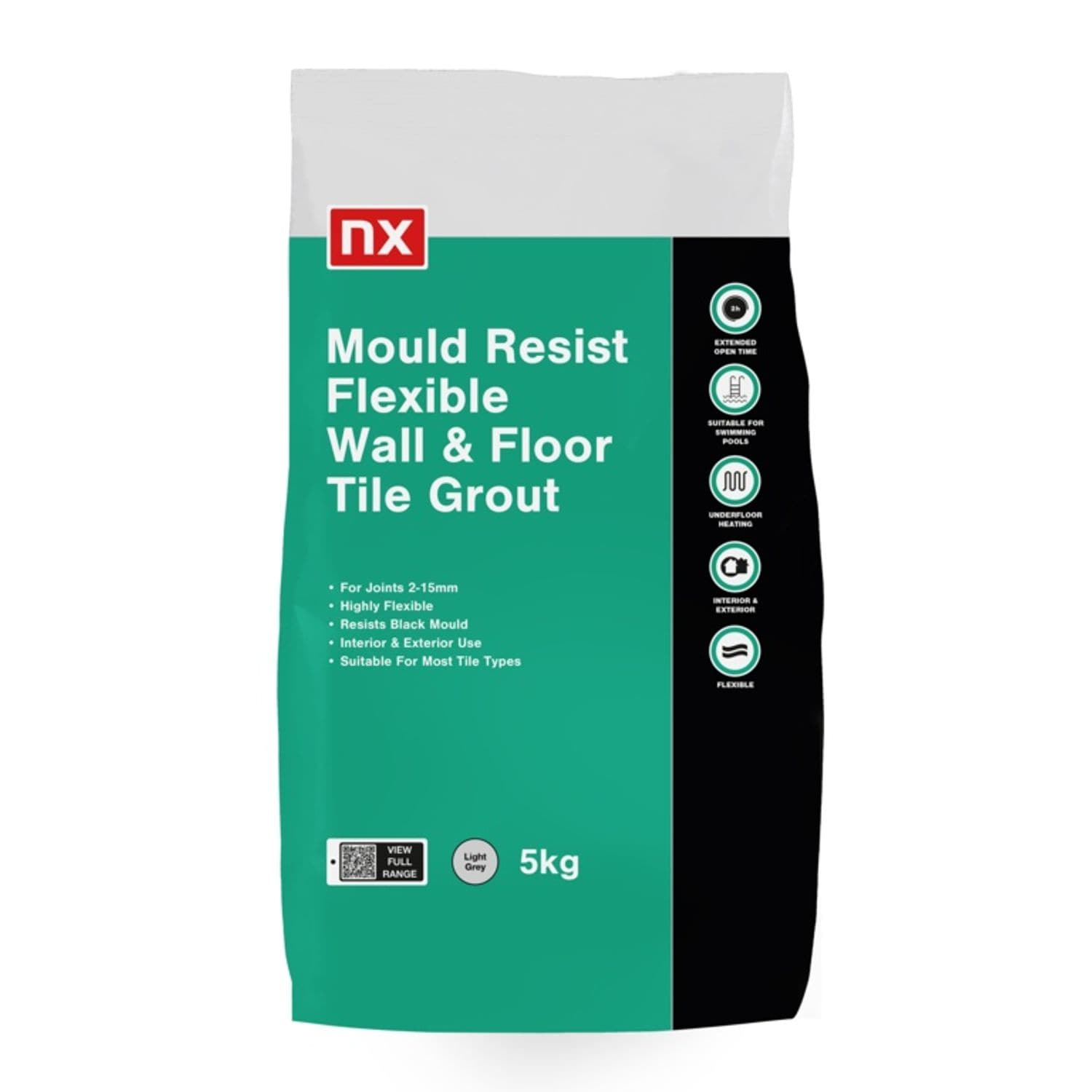NX Mould Resist Wall & Floor Grout 5Kg Light Grey