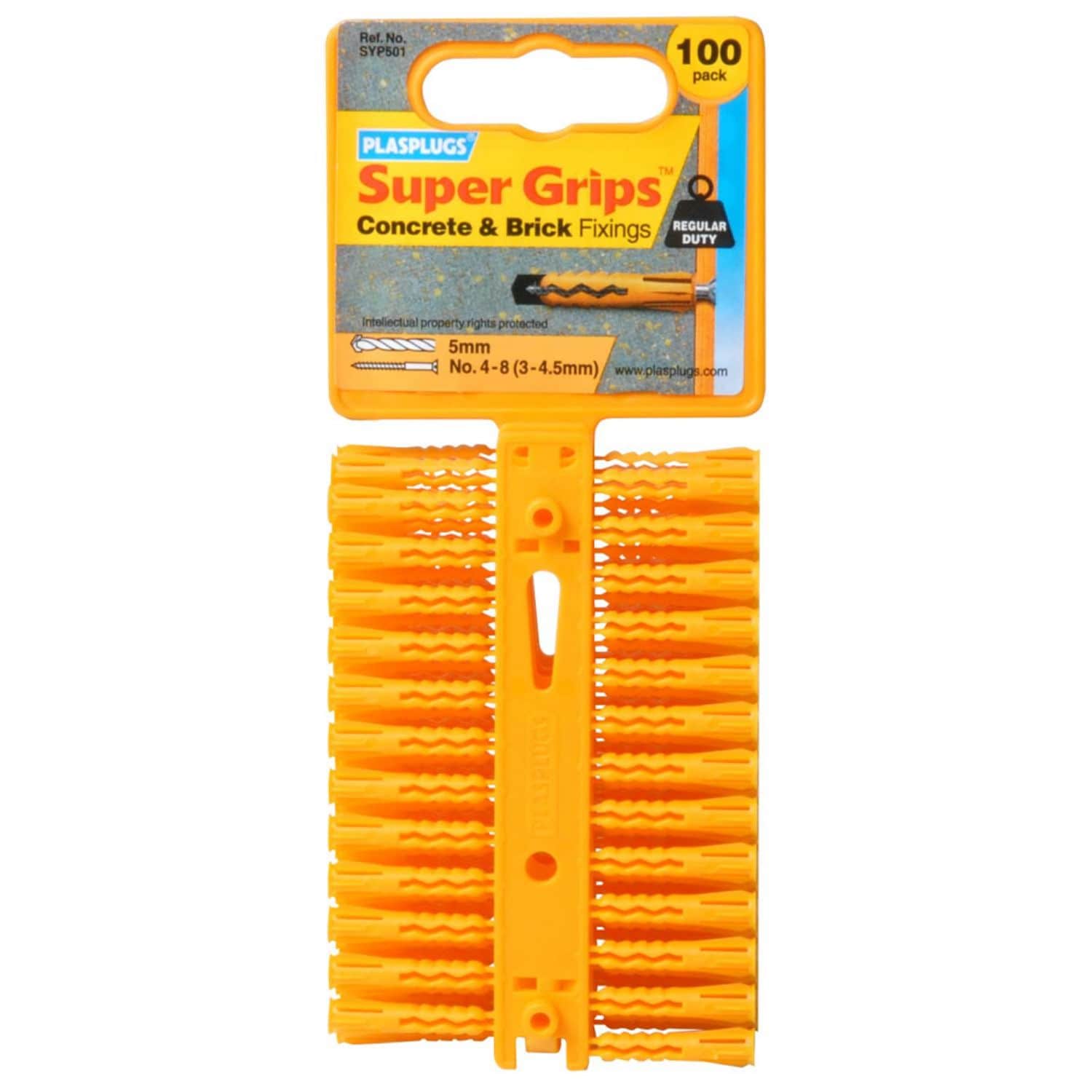 Plasplugs Supergrip Fixings - Yellow (Pack of 100)