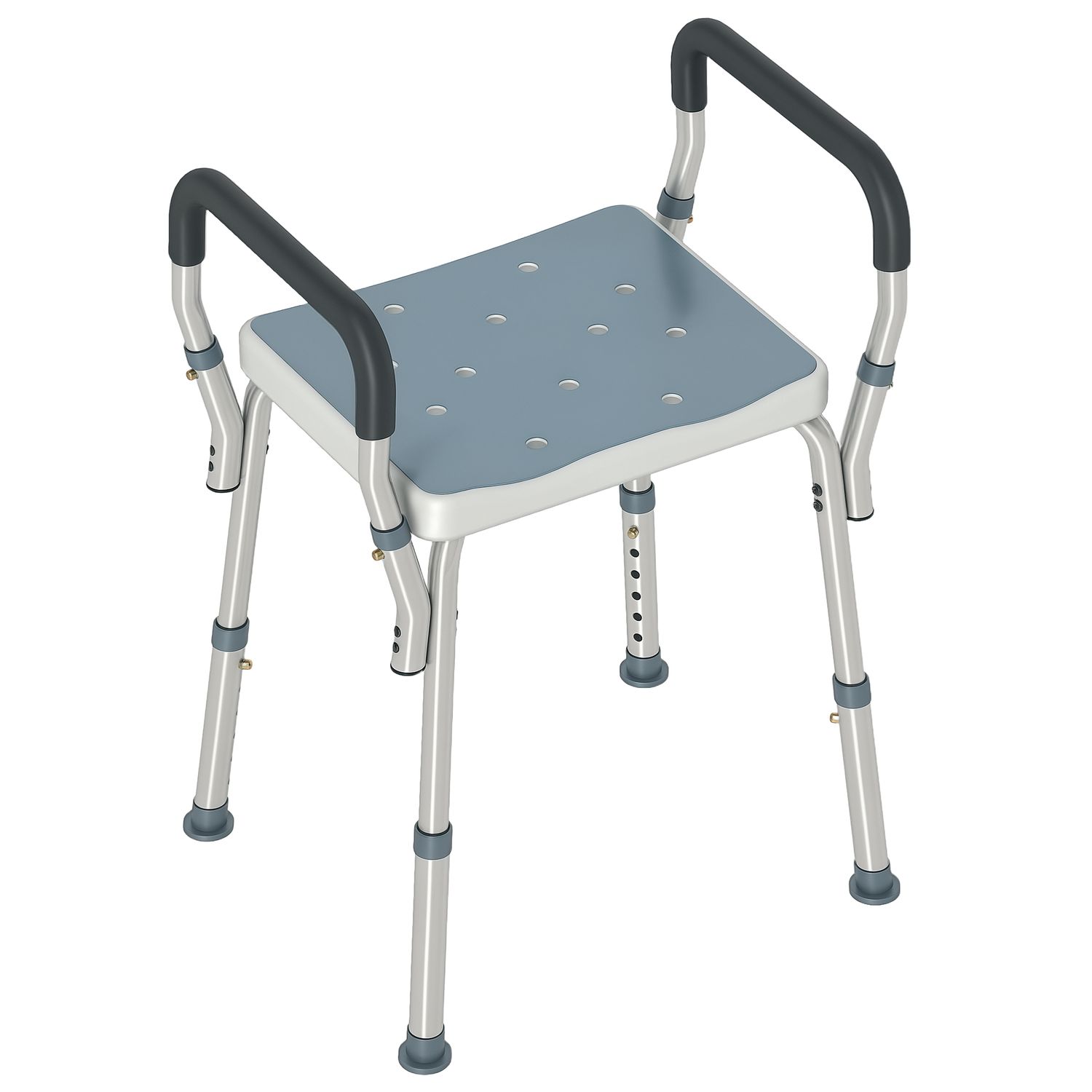 HOMCOM Rust-Free Aluminium Bath Chair with Adjustable Height - Light Blue