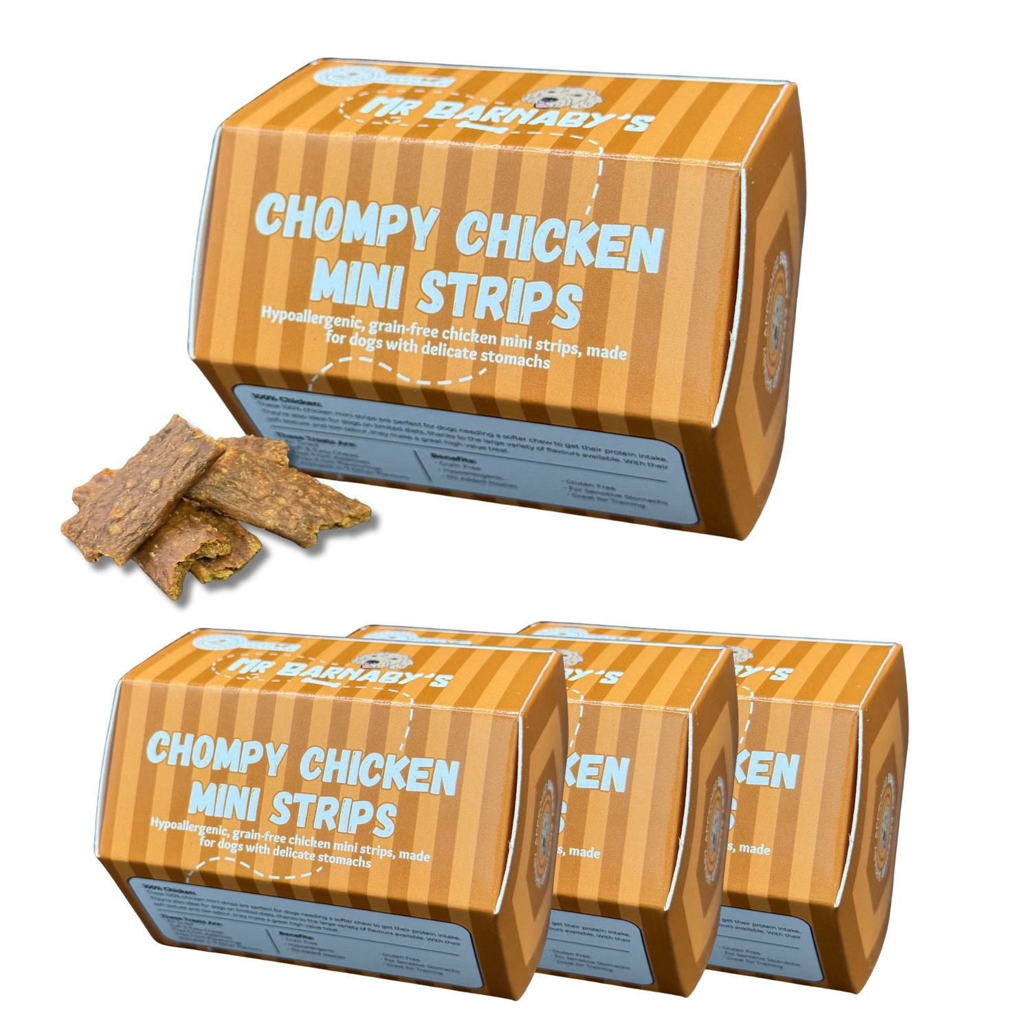 Mr Barnaby's Chompy Chicken Mini Strips Dog Treats (4 x 100g Pack)