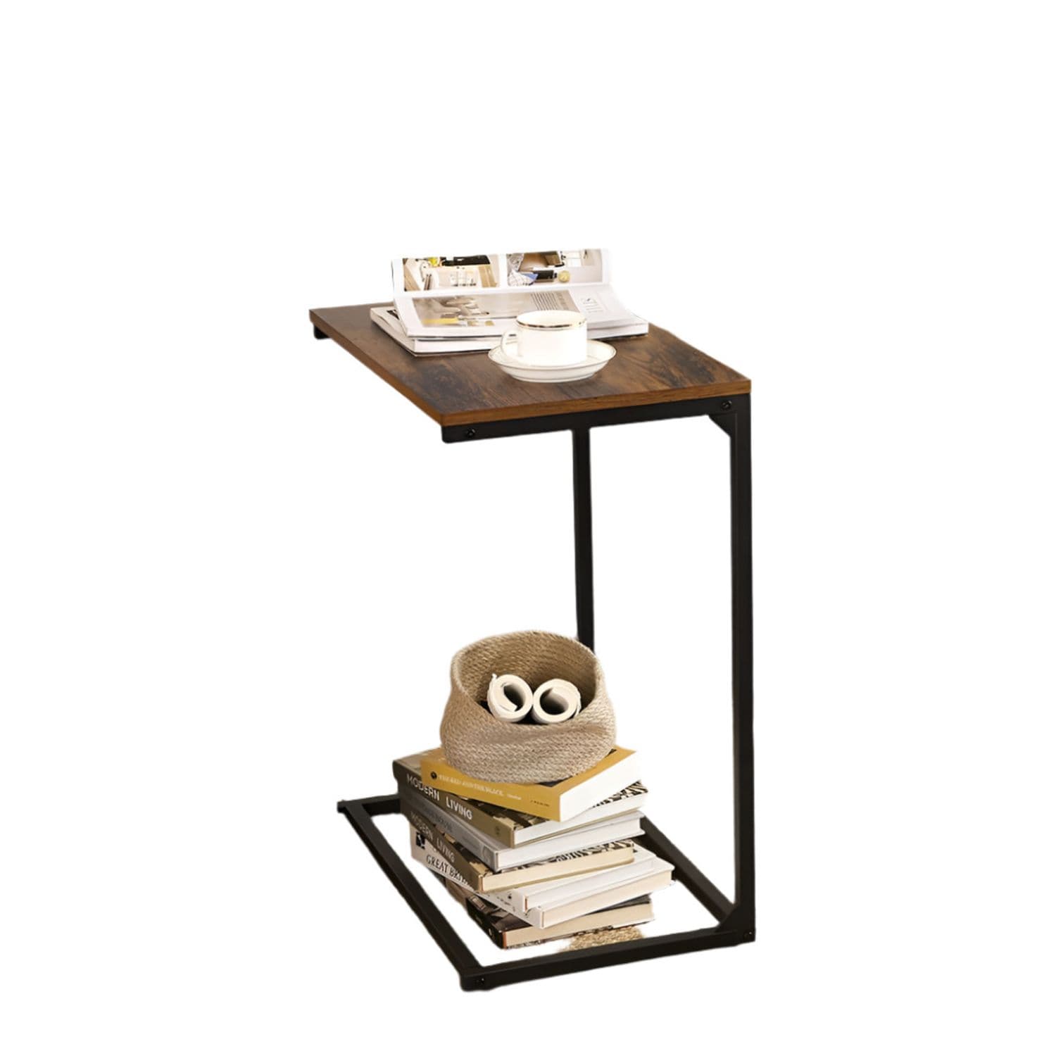 Modcraft Small Laptop Side Table Rustic Brown & Black Industrial Sofa or Bed Des
