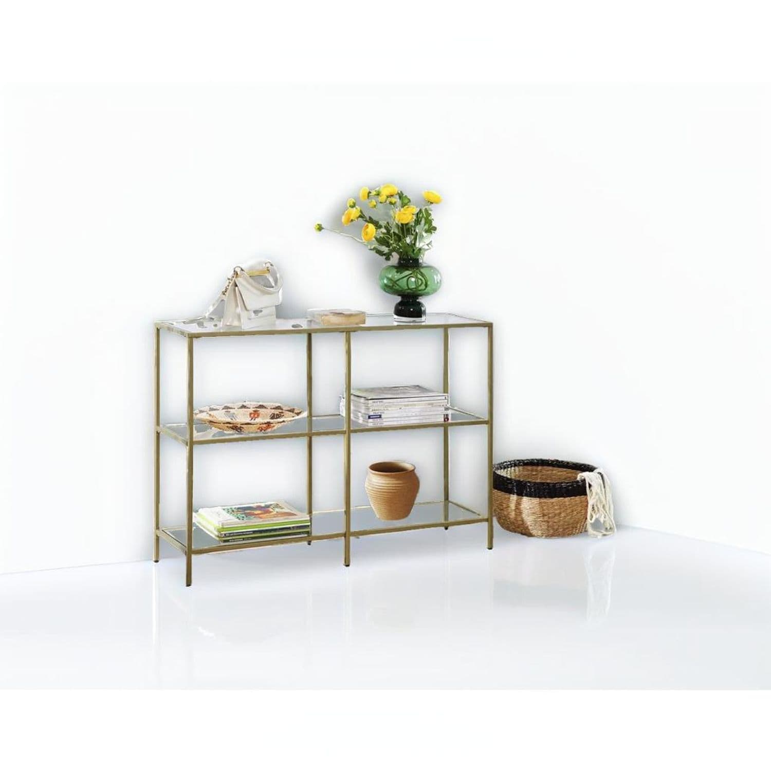 Modcraft 3-Tier Console Table with Tempered Glass Display Shelf