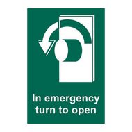 In Emergency Turn to Open Sign