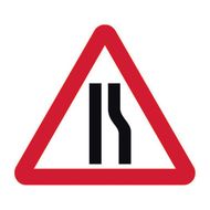 Road Narrows Nearside - Classic Roll Up Traffic Sign
