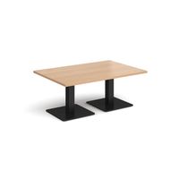 Brescia Rectangular Coffee Table with Flat Square Black Bases - Beech