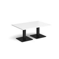 Brescia Rectangular Coffee Table with Flat Square Black Bases - White