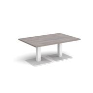 Brescia Rectangular Coffee Table with Flat Square White Bases - Grey Oak
