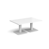 Brescia Rectangular Coffee Table with Flat Square White Bases - White
