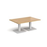 Brescia Rectangular Coffee Table with Flat Square White Bases - Oak
