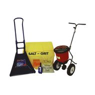Small Business Kit Includes Grit Bin, Bags of Salt, Salt Spreader, Scoop and Snow Pusher