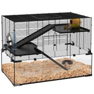 3 Tiers Hamster Cage, Gerbil Cage w/Ramps, Exercise Wheel