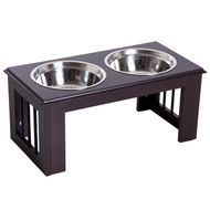 Raised Pet Feeder Elevated Double Bowls Twin Dog Puppy Water Food
