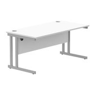 Rectangular Double Upright Cantilever Arctic White/Silver Desks