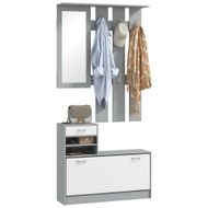 Hallway Furniture Set with Shoe Cabinet, Coat Rack and Mirror