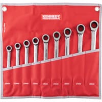 Metric Ratchet Combination Spanner Set, 10 to 19mm, Set of 9