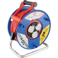 Bretec 3-Way Socket Cable Reel (50M Extension Cable, Ergonomic Handle), Drum with Anti Cable Twist System - 240V