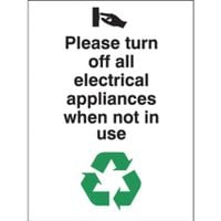 100 x 75mm Please Turn Off All Electrical Appliances Rigid