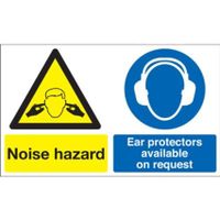 300 x 500mm Noise Hazard Ear Protectors Available on Request - Self Adhesive