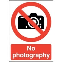 297 x 210mm No Photography - Rigid