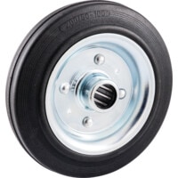 Rubber Tyre Pressed Steel Centre 200mm-25mm Bearing Wheel