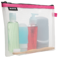 WOW Water Resistant Travel Pouch Cosmetic Size 24X17X3 cm Cosmetic Pouch for Hand Luggage Pink - Outer Carton of 10