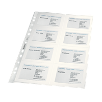 Business Card Pocket A4 Crystal Clear, Strong 0.105MM Polypropylene, 16 Business Card Capacity (1 Bag of 10) - Outer Carton of 10