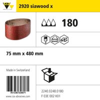 2920 Siawood Cloth Portable Belt - W75MM X L480MM - Grit 180 - Pack of 12
