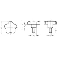 GN5334-40-M8-40 Star Knob ; Stainless Steel; Threaded Bolt