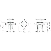 DIN6335-KU-63-M12-K Plastic Star Knobs