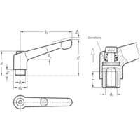 GN300-78-M8-SW Adjustable Hand Lever; Black, Female