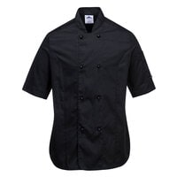 Rachel Women's Chefs Jacket Short Sleeve, Black, XXL, Regular