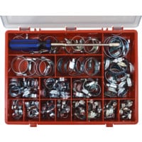 Assorted Zinc Plated Hose Clips 140PC + Flexdriver