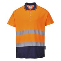 Hi-Vis Cotton Comfort Contrast Polo Shirt Short Sleeve, Orange/Navy, XXL, Regular