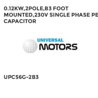 0.12KW,2POLE,B3 FOOT MOUNTED,230V SINGLE PHASE PERM CAPACITOR