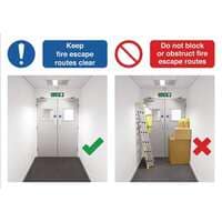 Shop Signs & Labels 297 x 420mm Keep Fire Escape Routes Clear/Do Not ...