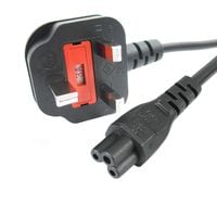 1m Laptop Power Cord - 3 Slot for UK - BS-1363 to C5 Clover Leaf Power Cable Lead