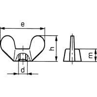 M5 Wing Nut Round Cast Iron BZP
