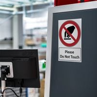 Prohibition Sticker - Please Do Not Touch (200 x 300mm)