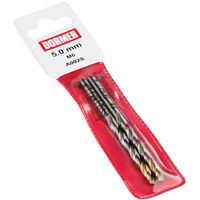 A002S 5.00MM HSS Straight Shank Jobber Drill - TiN Tipped -Pouch Pack