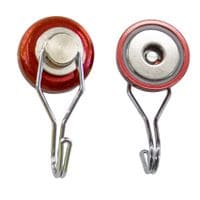 E1073/Neo/R Neodymium Shallow Pot with Swivel Hook 40.0mm Pull Force 50kg Red