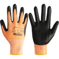 Cut Resistant Gloves, Nitrile Foam Coated, Orange/Black, Size 9