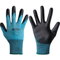Cut Resistant Gloves, PU Coated, Blue/Black, Size 10