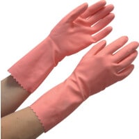 G12P Cleaning Pink Natural Rubber Latex Gloves - Size 6-1/2