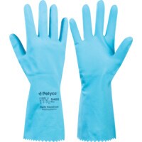 Household Rubber Chemical Resistant Gloves, Blue, Size 6-6.5