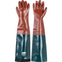 3413 Long John Red PVC Coated Gauntlets with Integral Sleeve - Size 9.5