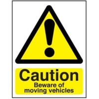 Beware of Moving Vehicles Rigid PVC Caution Sign - 297 x 420mm